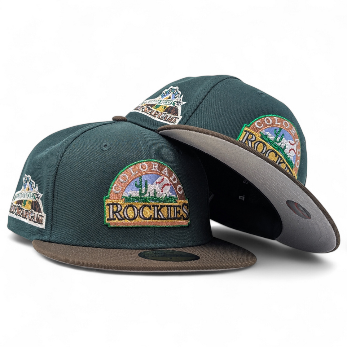 Colorado Rockies 1998 All Star Game 59Fifty New Era Fitted Hats-Brown Green