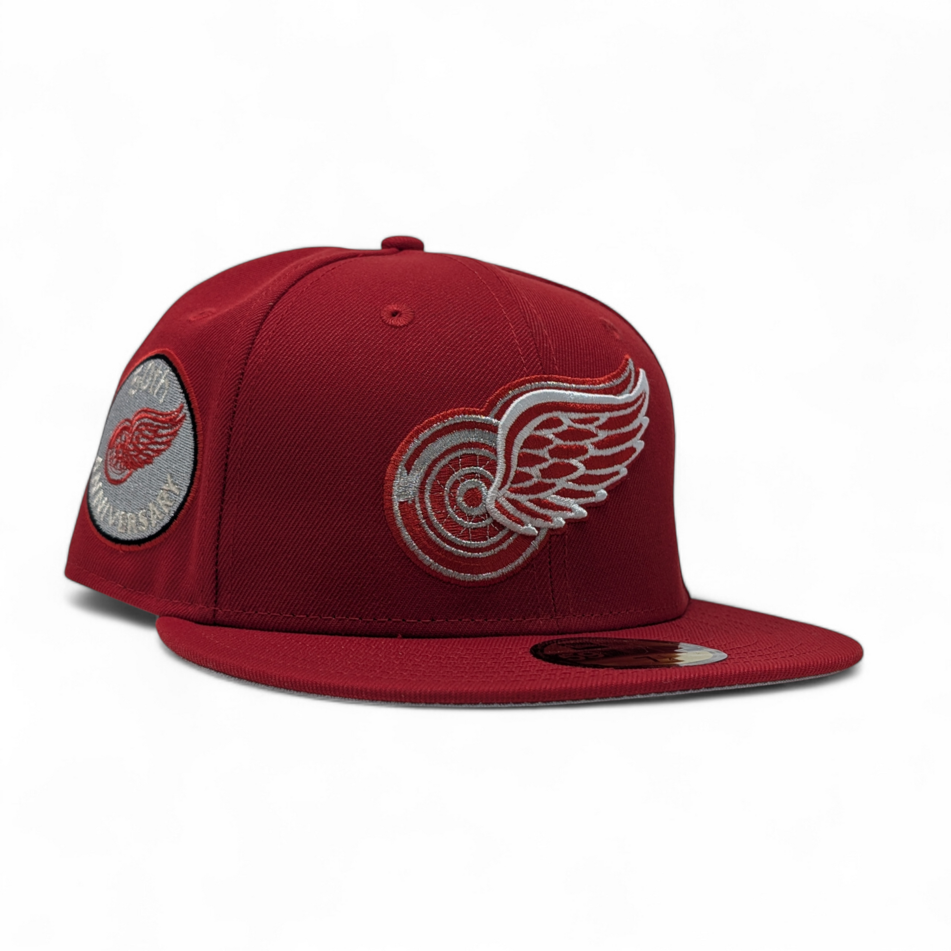 Red Detroit Redwings 50th Anniversary 59Fifty NHL New Era Fitted Hats
