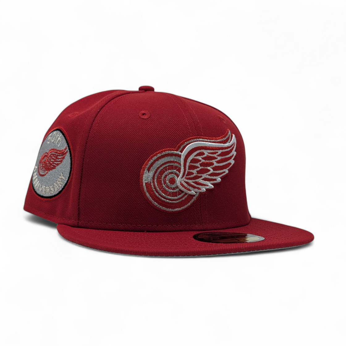 Detroit Redwings 50th Anniversary 59Fifty NHL New Era Fitted Hats-Red