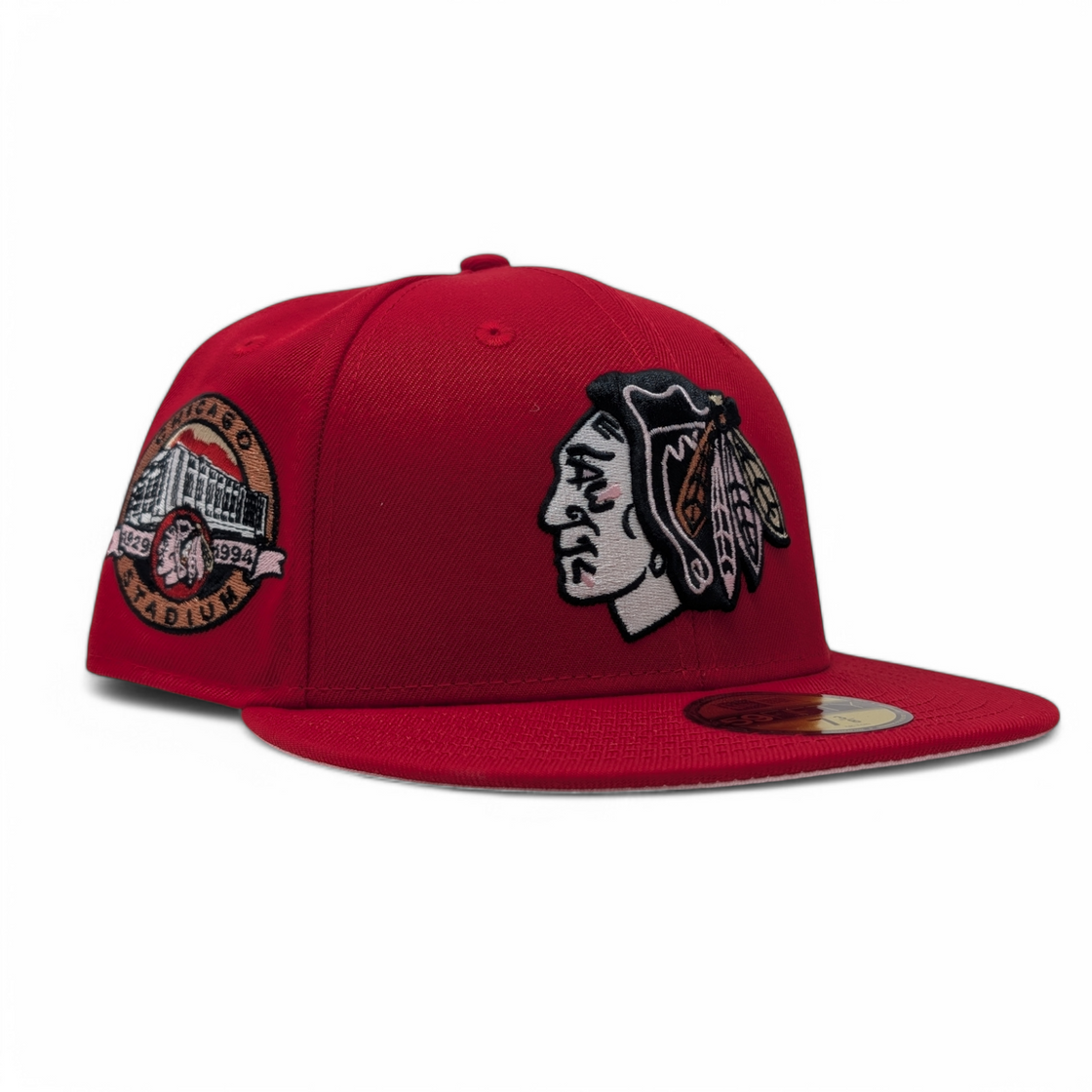 Chicago Blackhawks Pink Brim NHL New Era Fitted Hats- Red