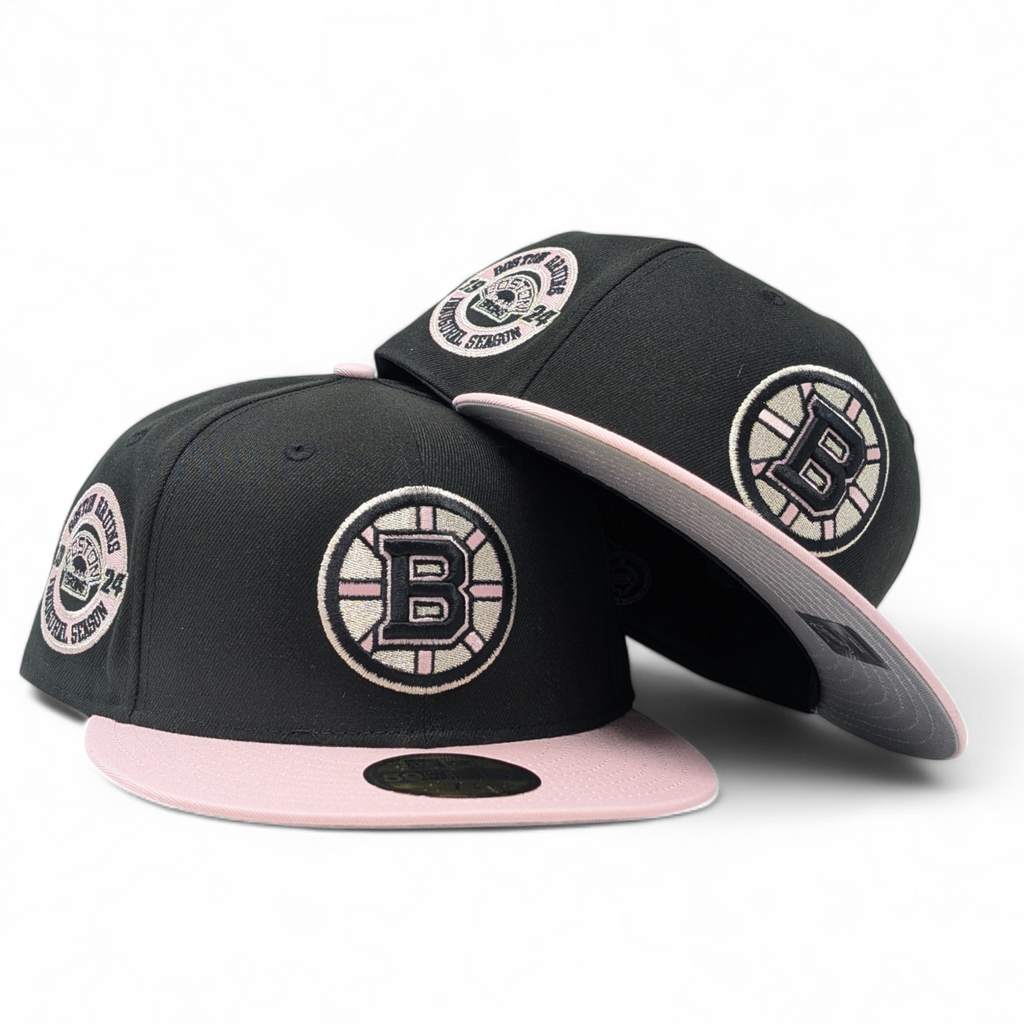 Boston Bruins 1924 Inaugural Season New Era NHL Fitted Hats Pink