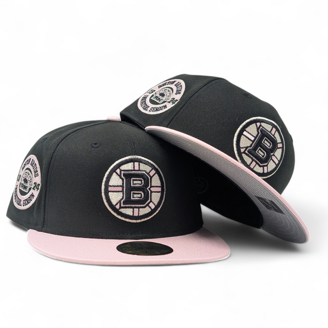 Boston Bruins 1924 Inaugural Season New Era NHL Fitted Hats-Pink