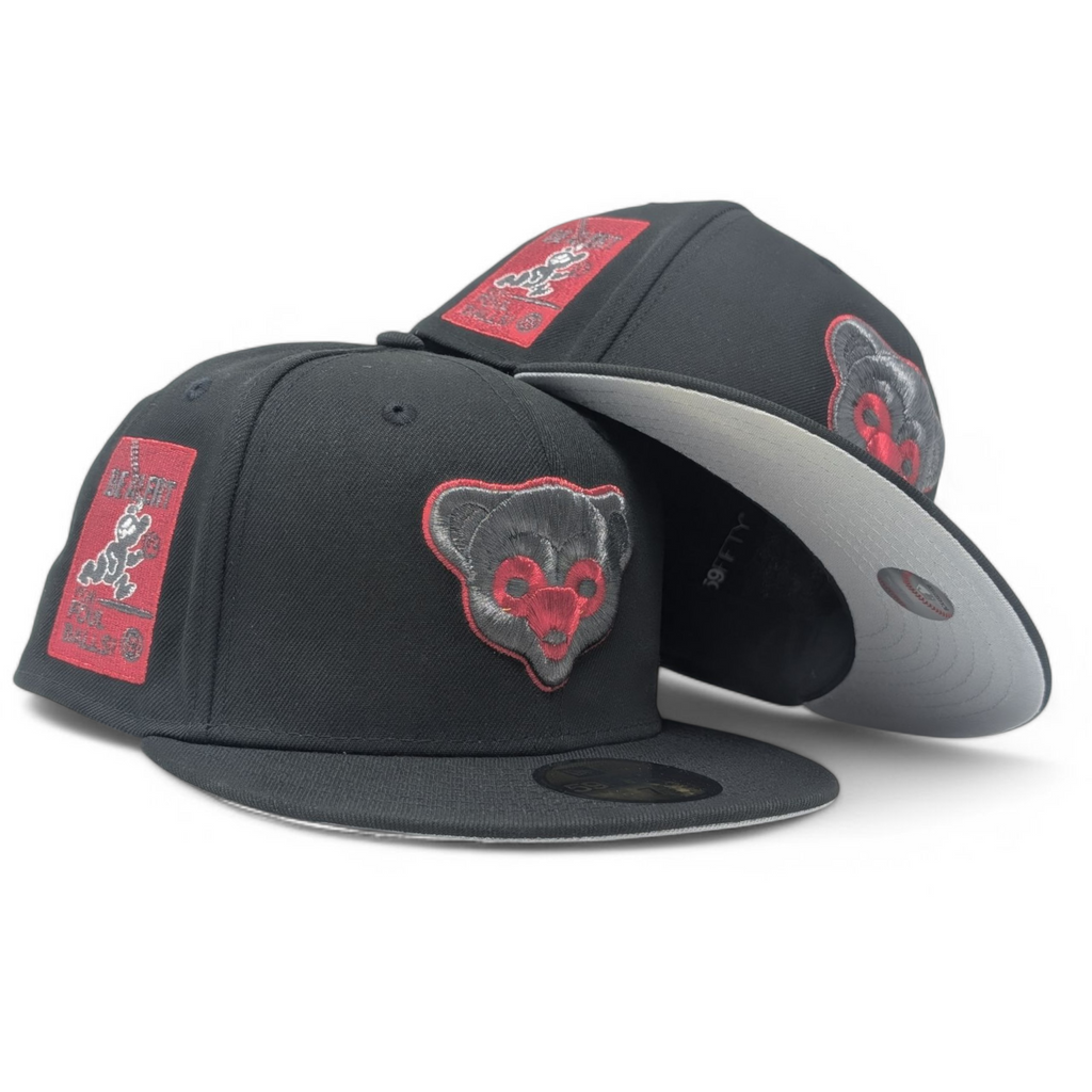 Chicago Cubs Be Alert Foul Ball Logo New Era Fitted Hats-Black