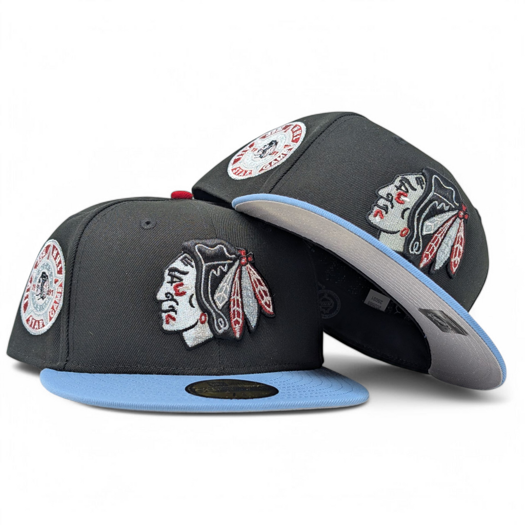 Chicago Blackhawks 1991 All Star Game Fitted Hats Black Sky