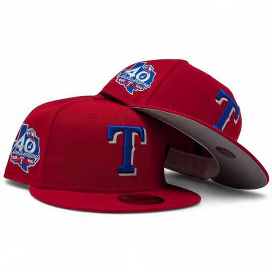 Texas Rangers 40th Anniversary Red New Era Fitted Hats