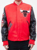 Red and Black Chicago Bulls Pro Standard Remix Varsity Jacket