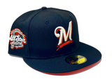 MILWAUKEE BREWERS 2002 ALL STAR GAME  BLACK ORANGE BRIM NEW ERA FITTED HAT