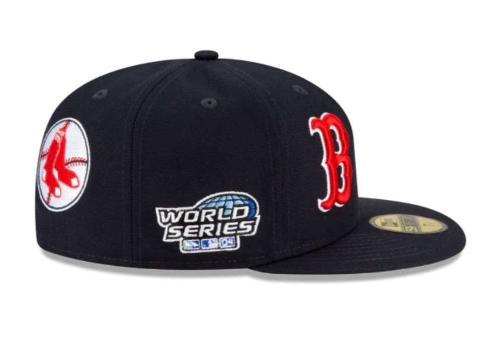 Boston Red Sox New Era Custom 59FIFTY Black UV Logos Patch Fitted Hat, 7 3/8 / Black