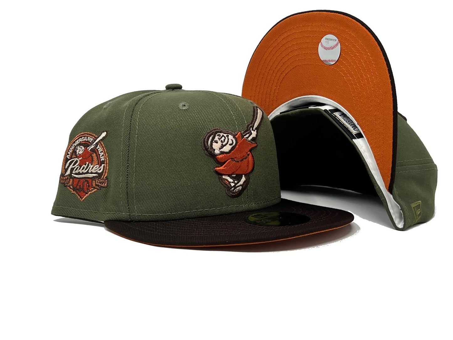 SAN DIEGO PADRES 40TH ANNIVERDSRY " OLIVE RUST PACK" FALL ORANGR BRIM NEW