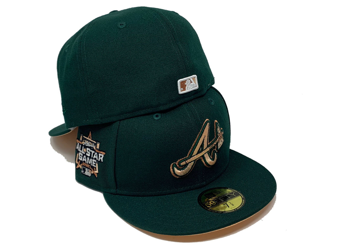 ATLANTA BRAVES 2021 ALL STAR GAME DARK GREEN PEACH UNDER VISOR NEW ERA FITTED HAT