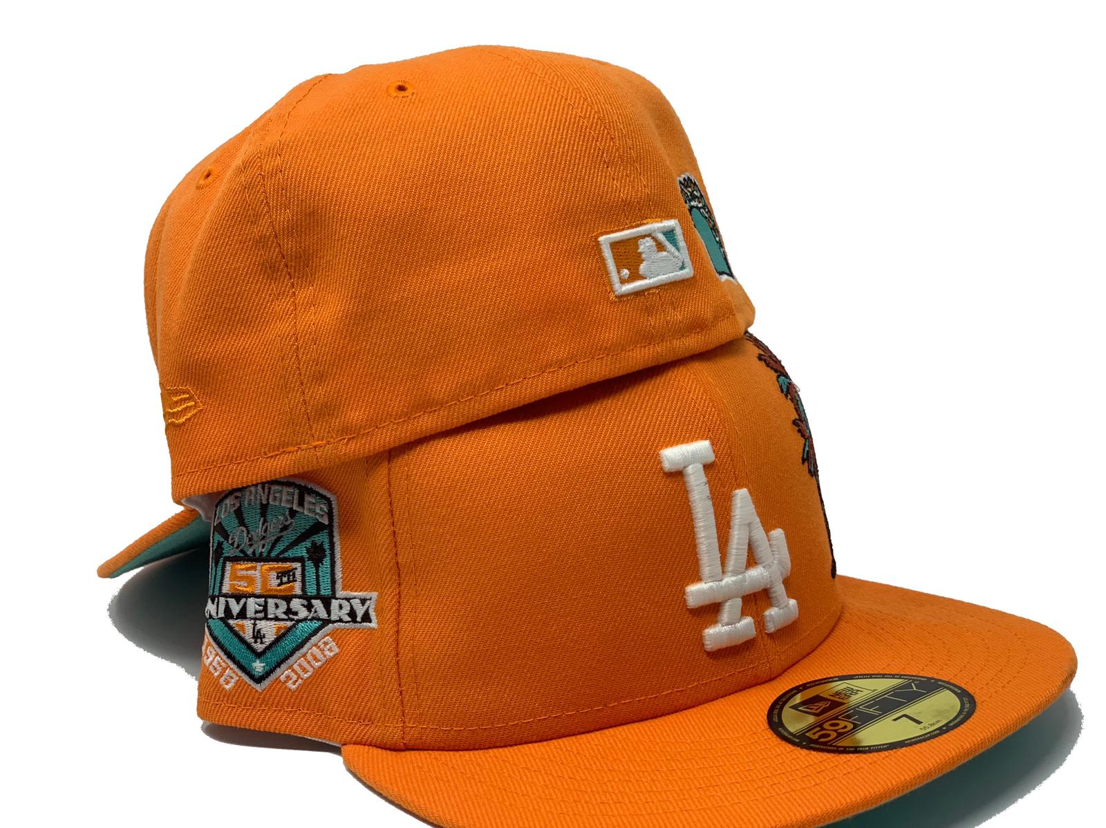 Los Angeles Dodgers 40th Anniversary Fitted Hat Orange 7 1/4 3/8 1/2 5/8