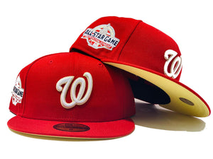 WASHINGTON NATIONALS 2018 ALL STAR GAME RED BUTTER  YELLOW BRIM NEW ERA FITTED HAT
