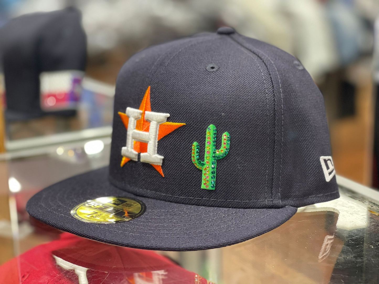 Navy Blue Houston Astros MLB Crystal Icons New Era Fitted Hat