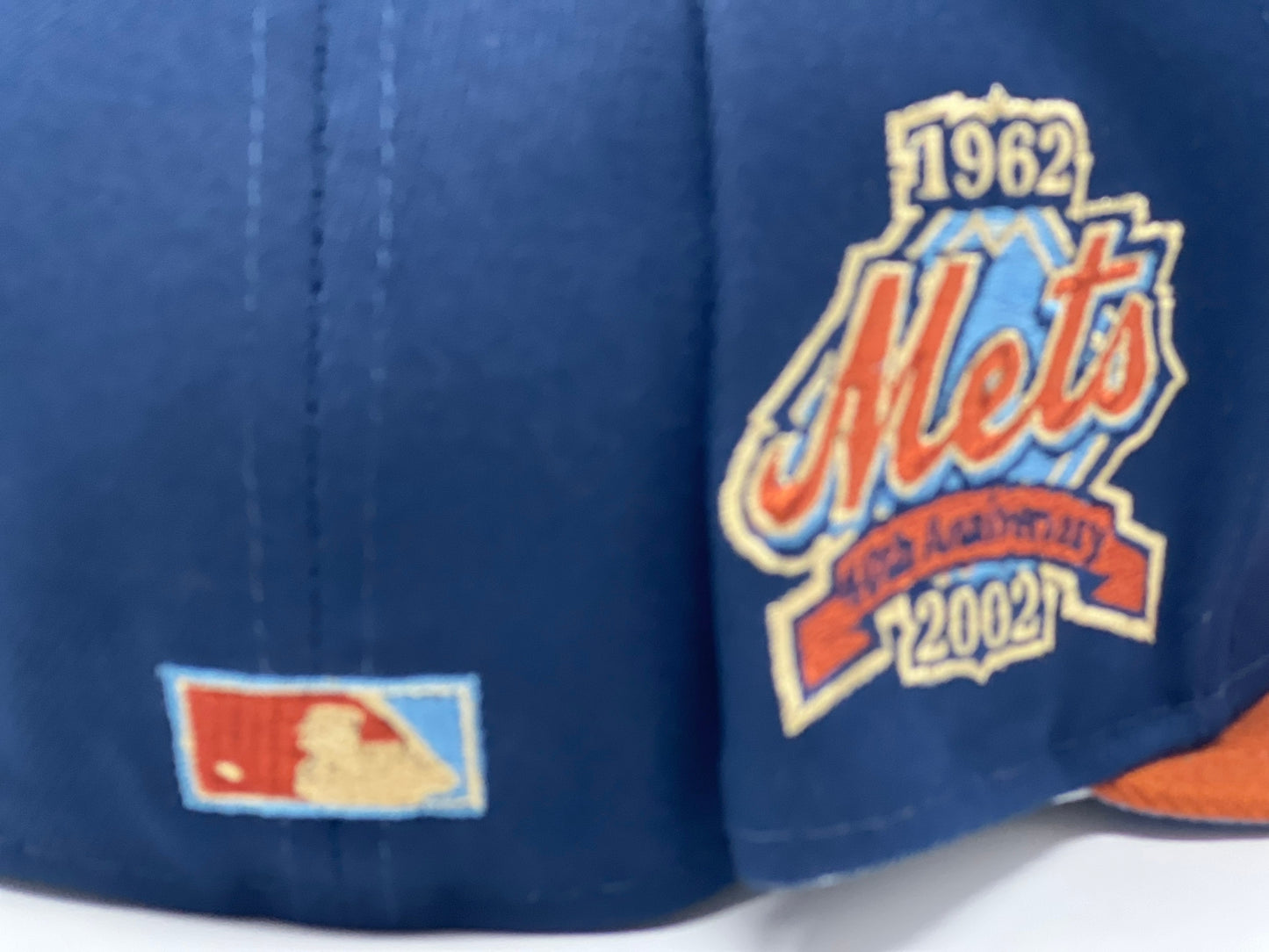 NEW YOEK METS 40TH ANNIVERSARY LIGHT NAVY RUST ORANGE VISOR ICY BRIM NEW ERA FITTED HAT