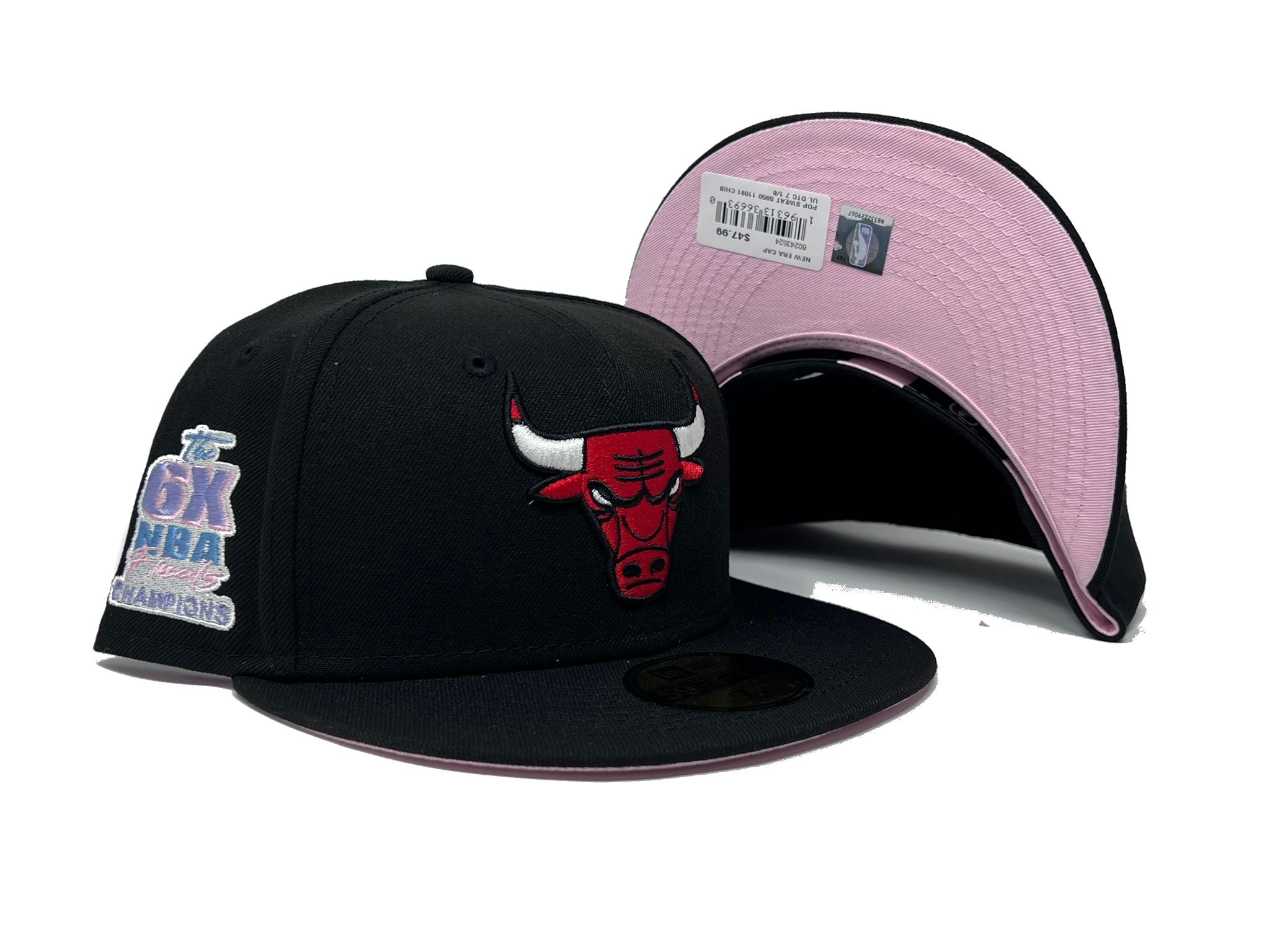 NWT New Era Pink Drip Chicago Bulls 6x Champions Hat Size 7, 7 1/8, 7 1/4,  7 1/2