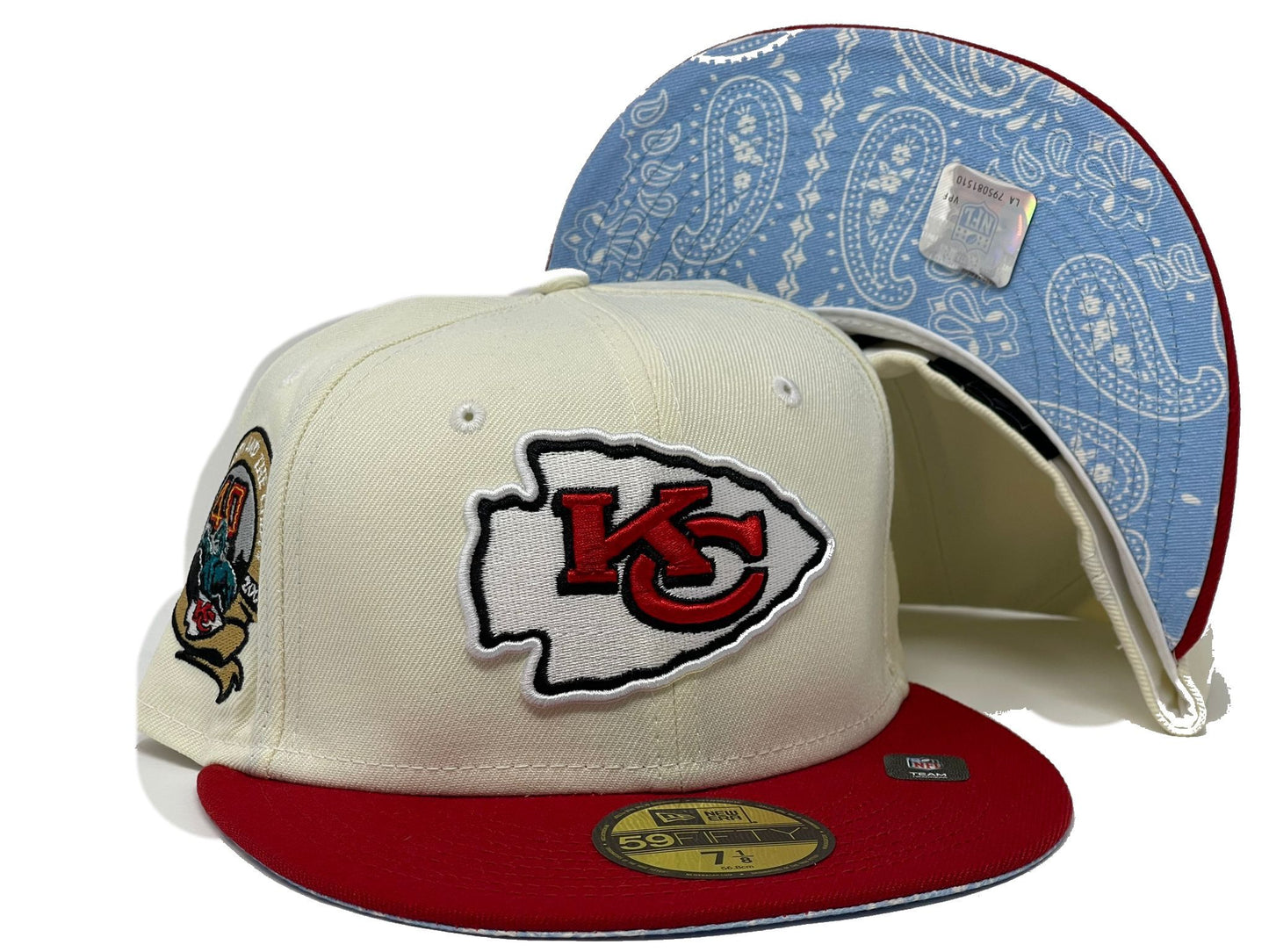 KANSAS CITY CHIEFS 40TH ANNIVERSARY "THURSDAY NIGHT FOOTBALL PAISLEY BRIM" COLLECTION" SKY BLUE PAISLEY BRIM NEW ERA FITTED HAT