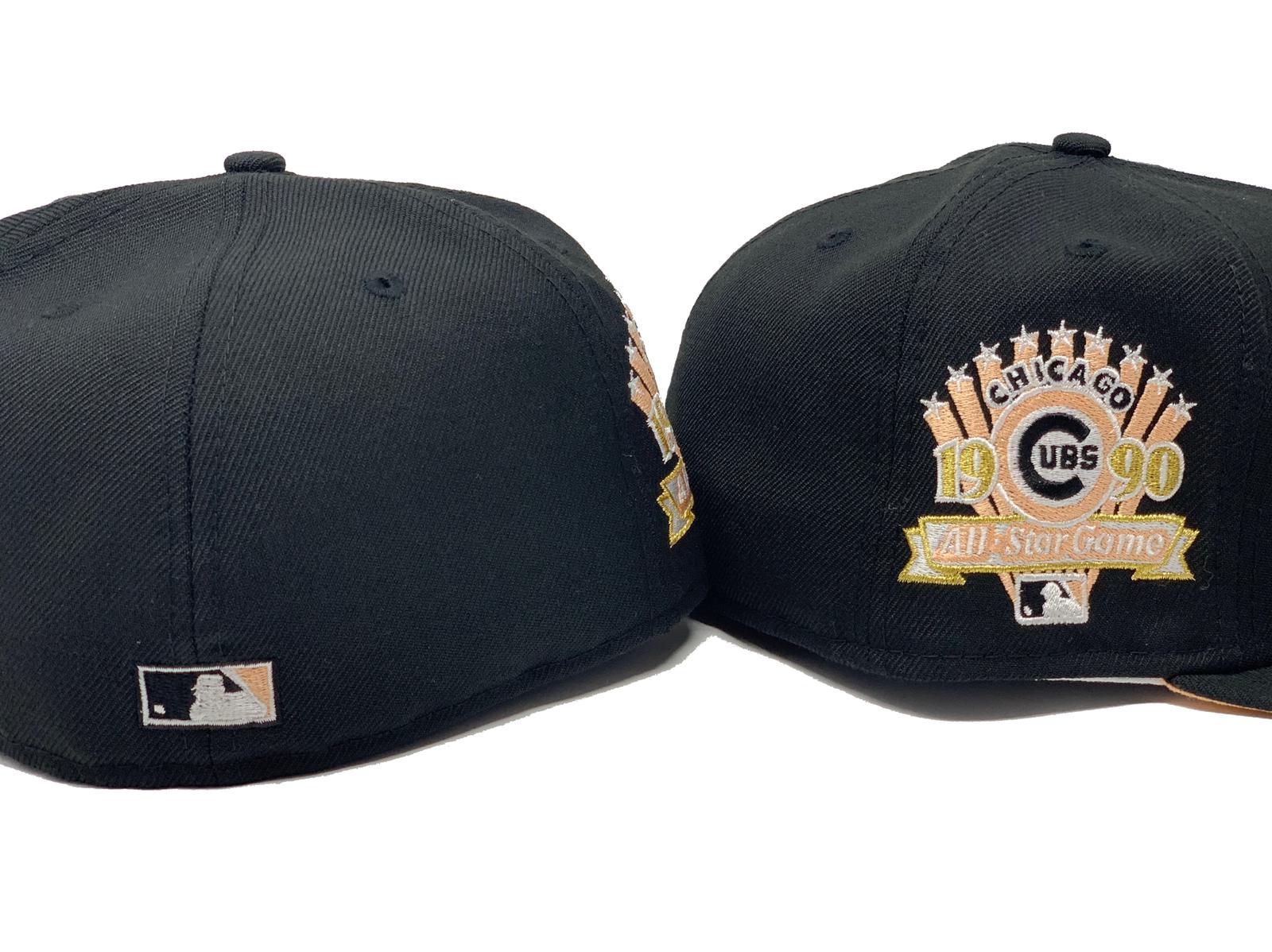 Chicago Cubs Black & Peach Bullseye 59FIFTY Fitted Cap