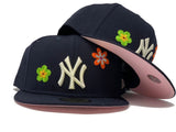 Navy Blue New York Yankees Flower Pattern New Era Fitted Hat