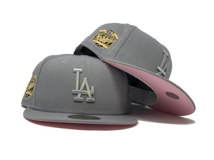 LOS ANGELES DODGERS 40TH ANNIVERSARY LIGHT GRAY PINK BRIM NEW ERA FITTED HAT