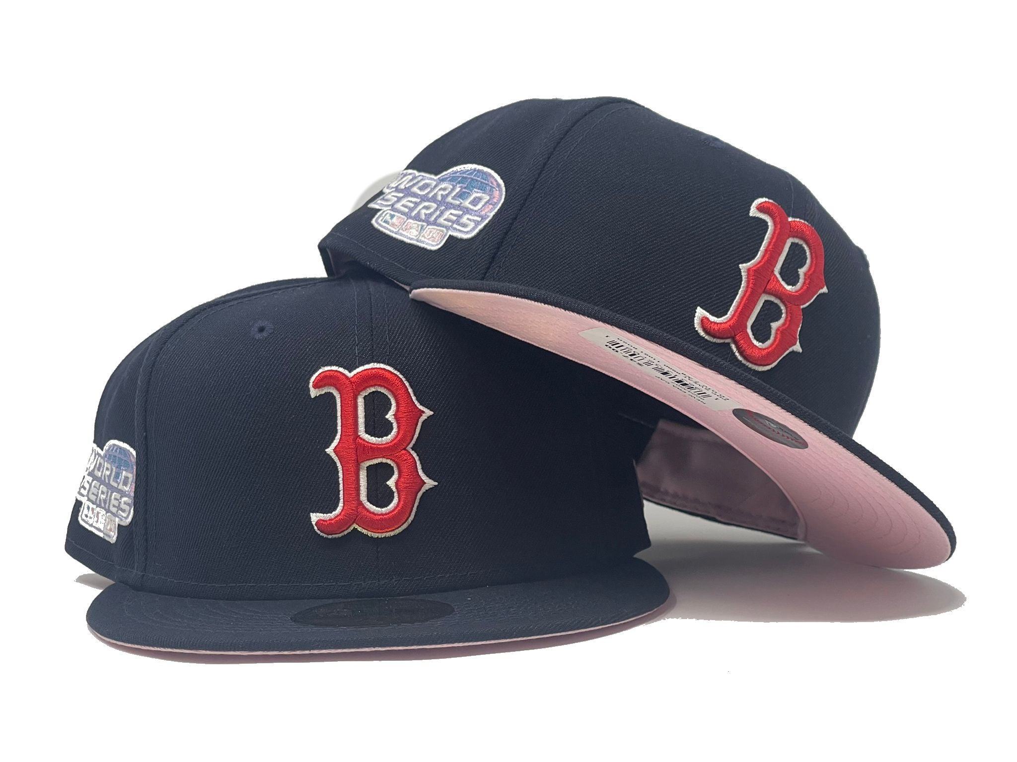 Boston Red Sox New Era Pink Under Visor 59FIFTY Fitted Hat - Gray