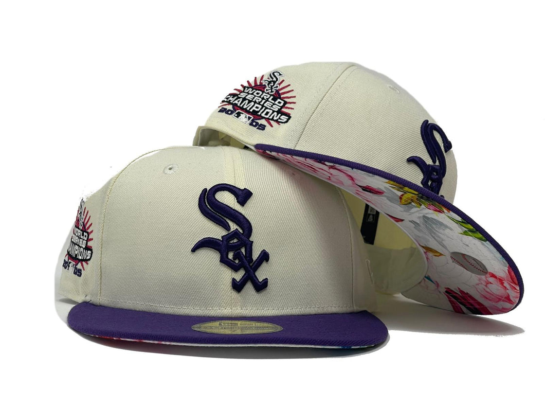 CHICAGO WHITE SOX 2005 WORLD CHAMPIONS FLORAL BRIM NEW ERA FITTED HAT