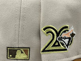 TORONTO BLUE JAYS 20TH ANNIVERSARY STONE CAMEL VISOR PEACH BRIM NEW ERA FITTED HAT