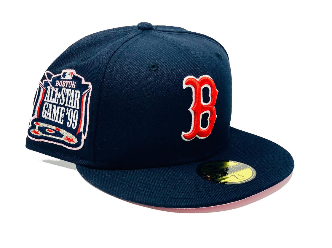 BOSTON RED SOX 1999 ALL STAR GAME NAVY BLUE PINK BRIM NEW ERA FITTED HAT