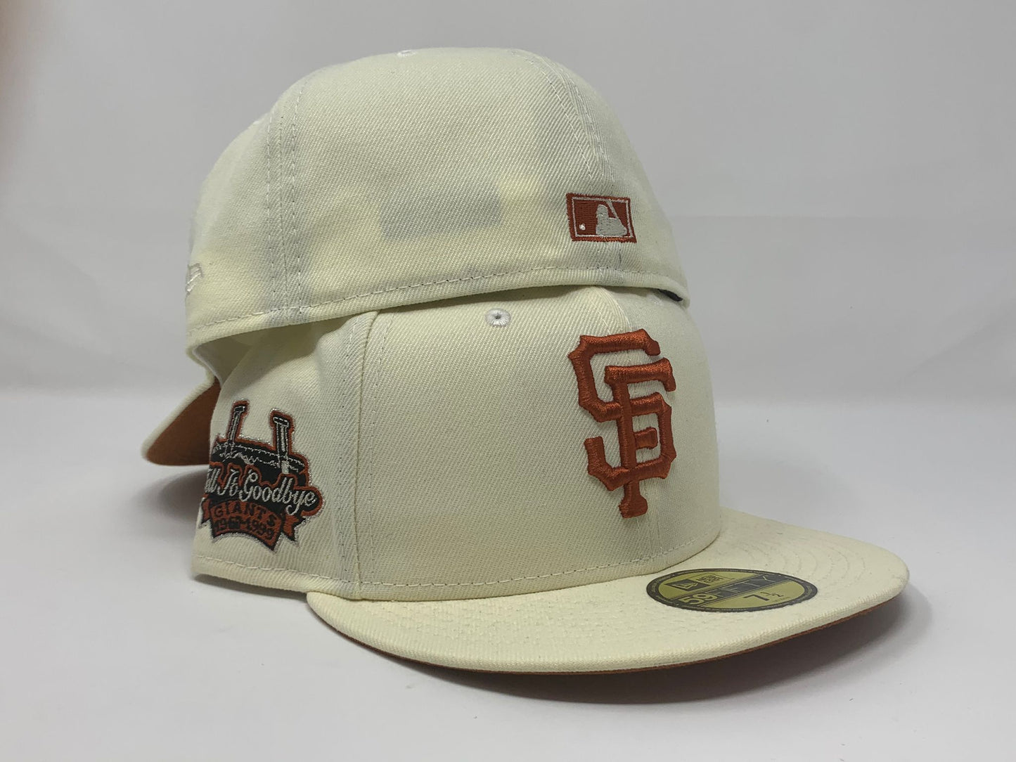 SAN FRANCISCO GIANTS " TELL IT GOODBYE" CANDLESTICK PARK FALL ORANGE BRIM NEW ERA FITTED HAT