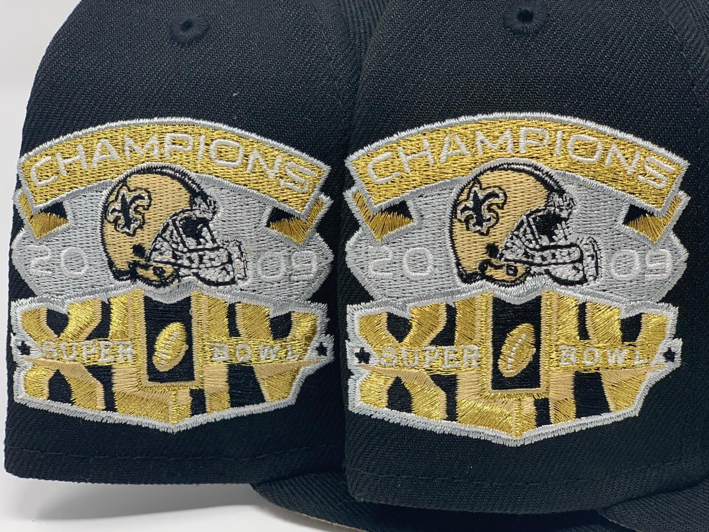 NEW ORLEANS SAINTS 2009 SUPER BOWL CHAMPION BLACK BEIGE BRIM NEW ERA FITTED HAT