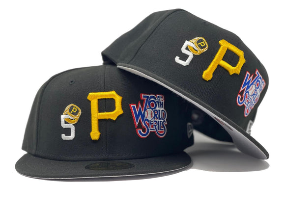 Black Pittsburgh Pirates Historic 5X World Series Champions Gray Bottom New  Era 59Fifty Fitted