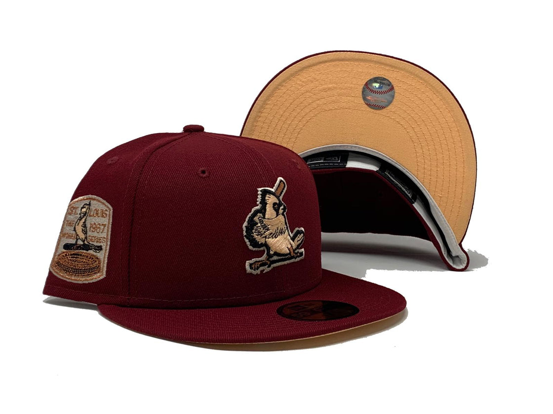 ST. LOUIS CARDINALS BURGUNDY PEACH BRIM NEW ERA FITTED HAT