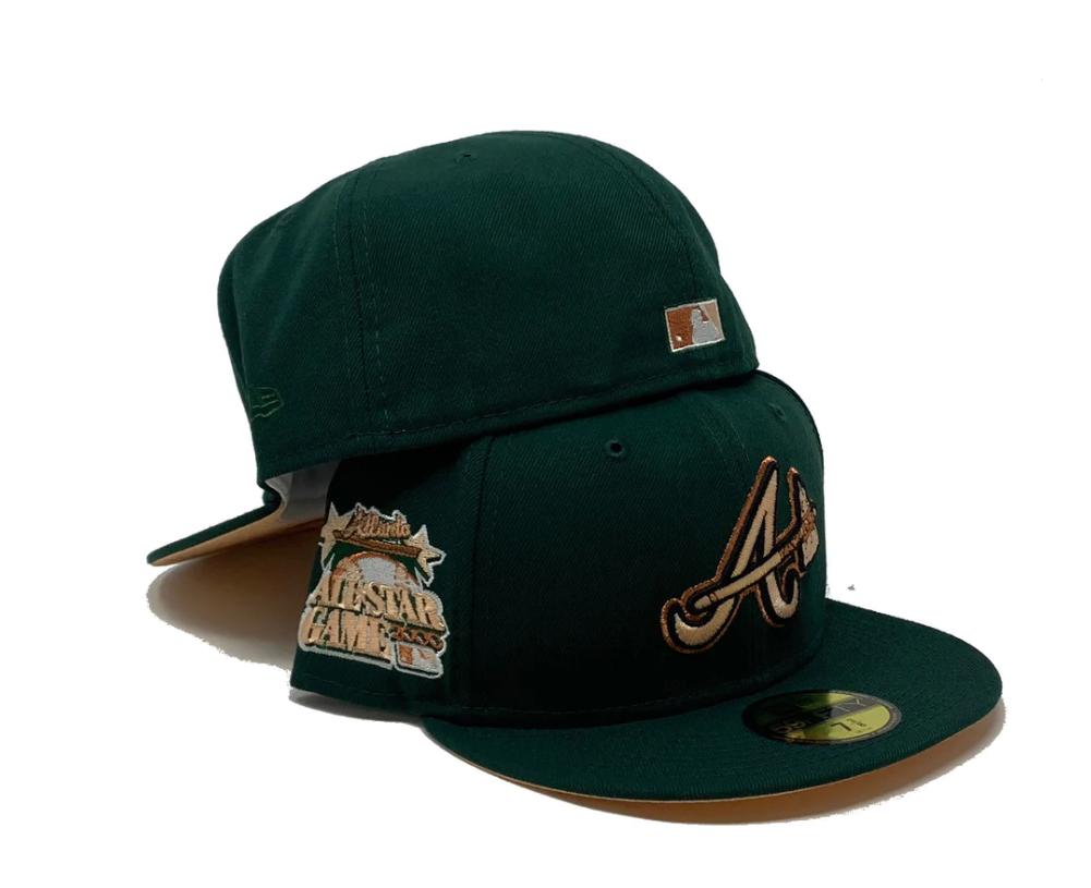ATLANTA BRAVES 2000 ALL STAR GAME DARK GREEN PEACH BRIM NEW ERA FITTED HAT