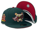 ANAHIEM ANGELES 50TH ANNIVERSARY DARK GREEN RED BRIM NEW ERA FITTED HAT