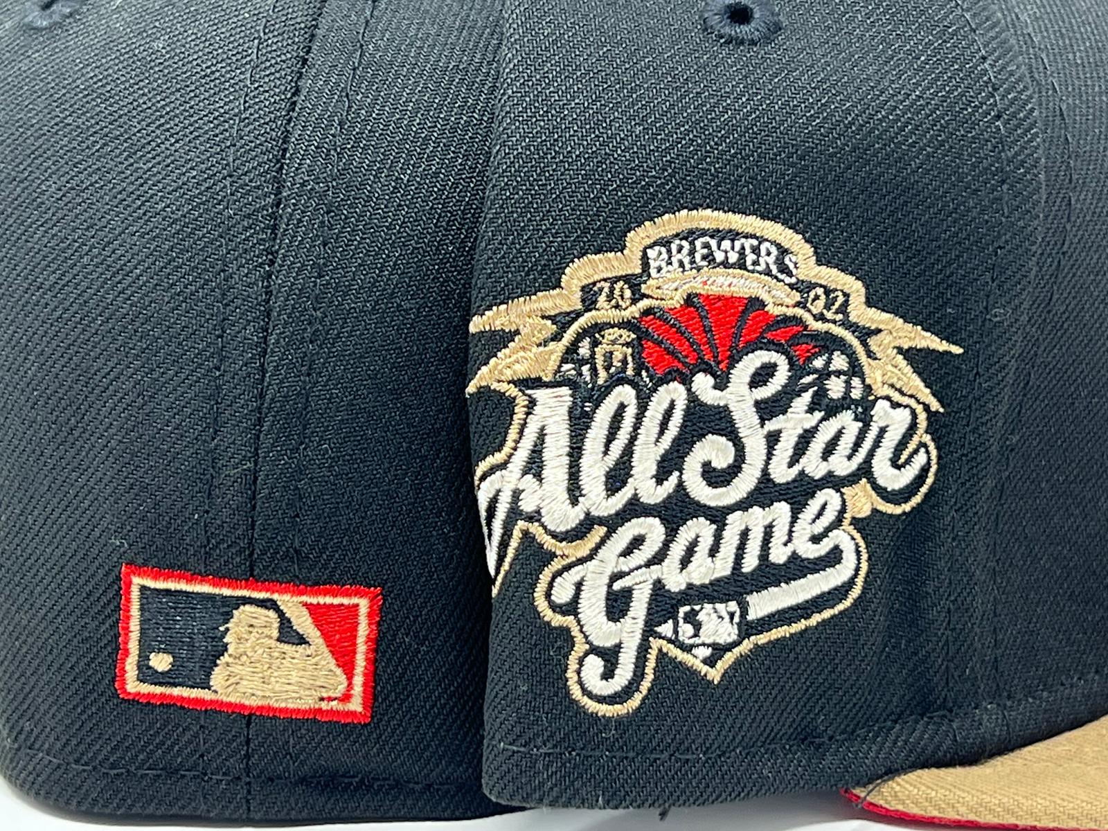 Milwaukee Brewers Khaki and Burgundy MRodd Pack 2002 All Star Game Patch  Gray UV New Era 59Fifty Fitted Hat