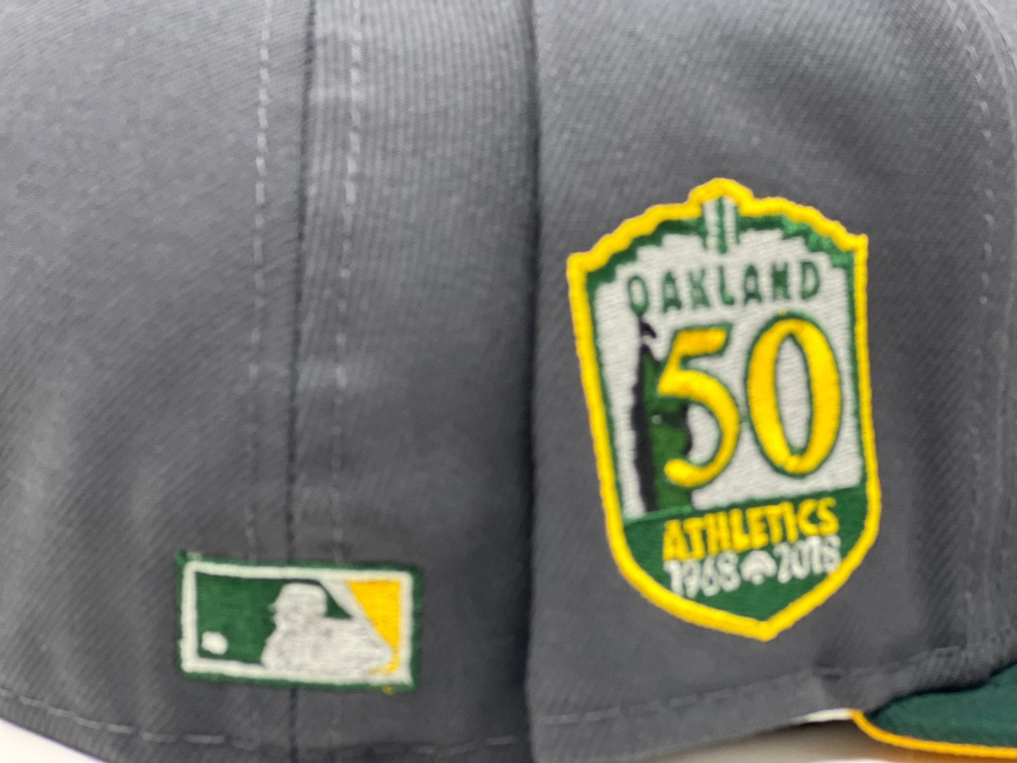 Oakland Athletics New Era World Class Back Patch 59FIFTY Fitted Hat -  Gray/Green