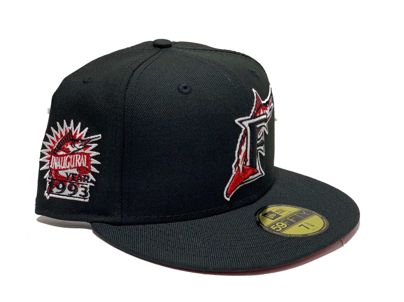 Los Florida Marlins 1993 Inaugural Season New Era 59Fifty Fitted Hat  (SeaWeed Green Red Gray Under brim) in 2023