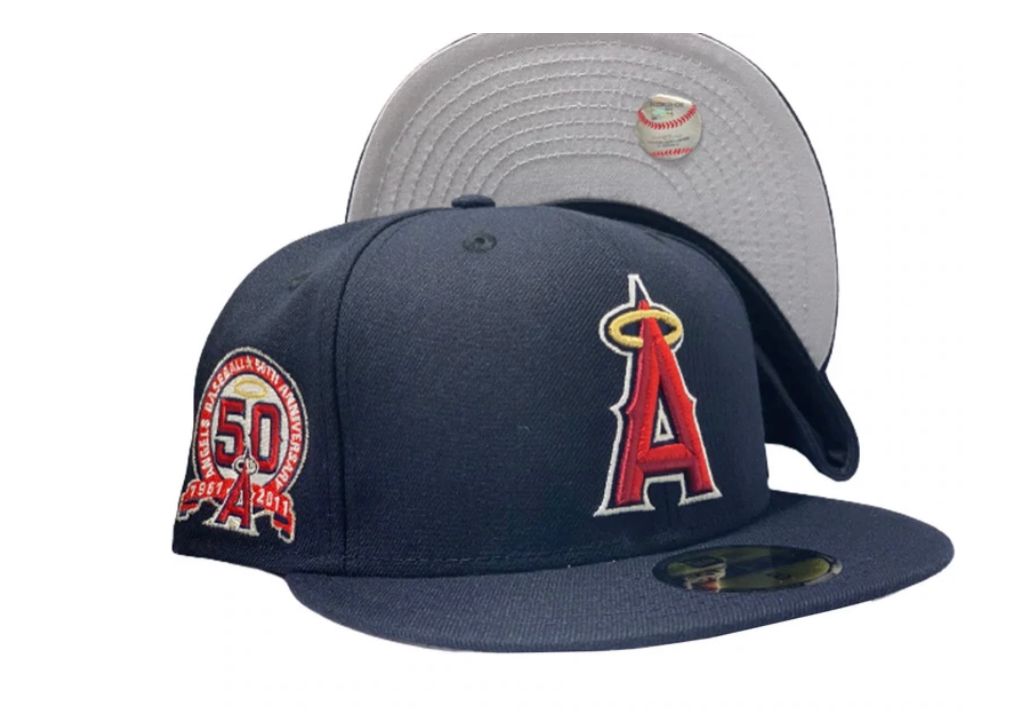 Navy Blue Los Angeles Angels 50th Season custom New Era Fitted Hat
