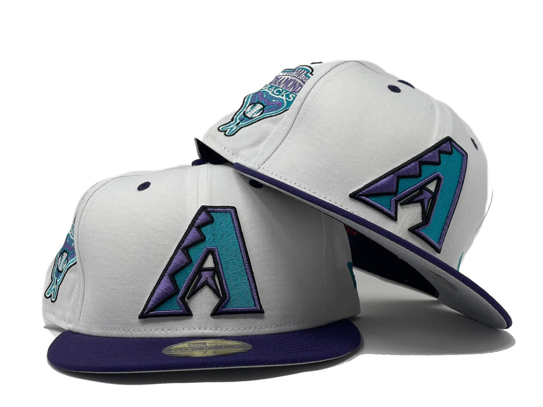 Arizona Diamondbacks 1998 Inaugural Season White Purple Gray Brim New Era Fitted Hat