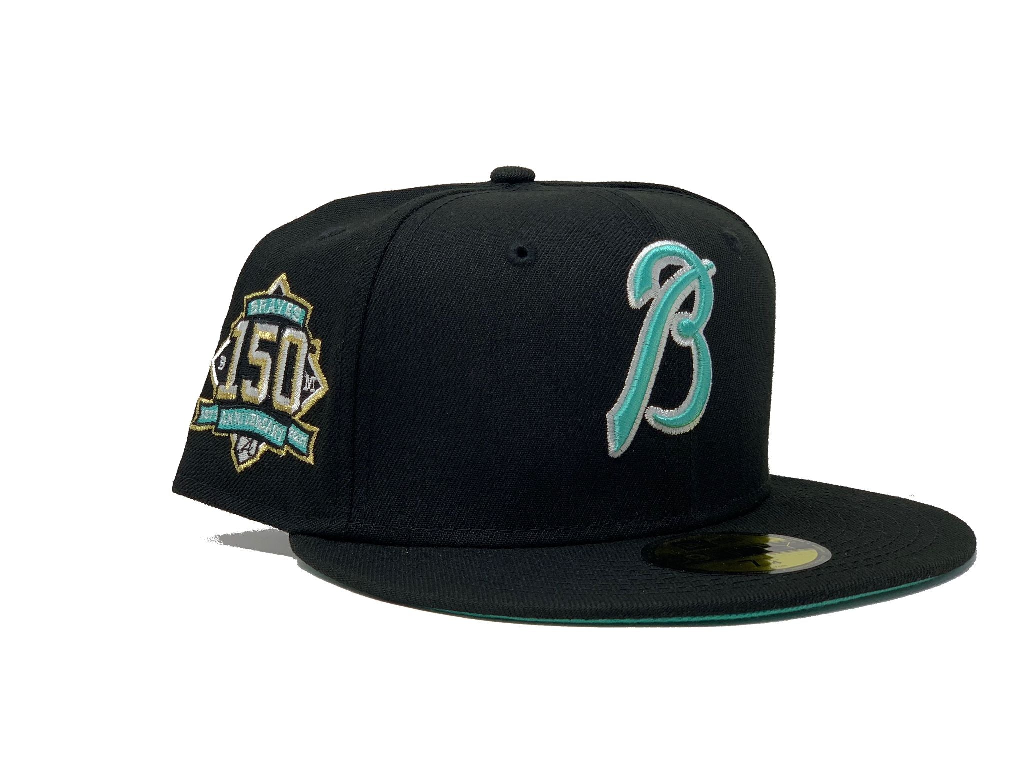 ATLANTA BRAVES 150TH ANNIVERSARY DARK GREEN RED BRIM NEW ERA