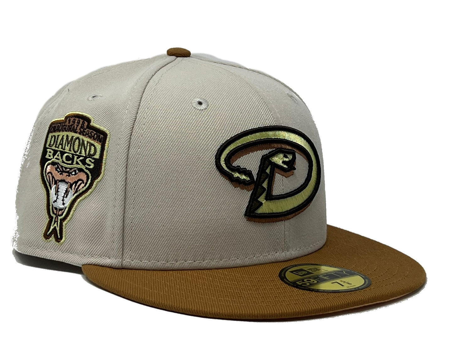 Arizona Diamondbacks  1998 Inaugural Season Stone Camel Visor Peach Brim New Era Fitted Hats