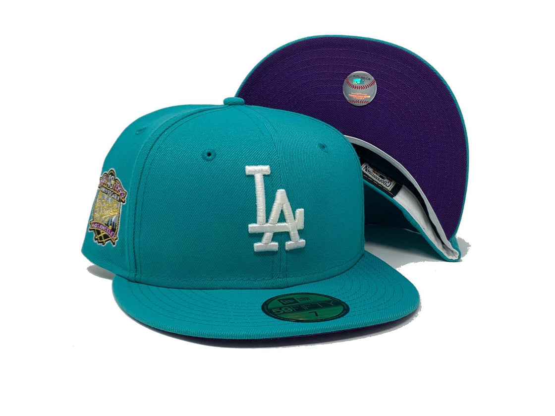LOS ANGELES DODGERS 40TH ANNIVERSARY TEAL PURPLE BRIM NEW ERA FITTED HAT
