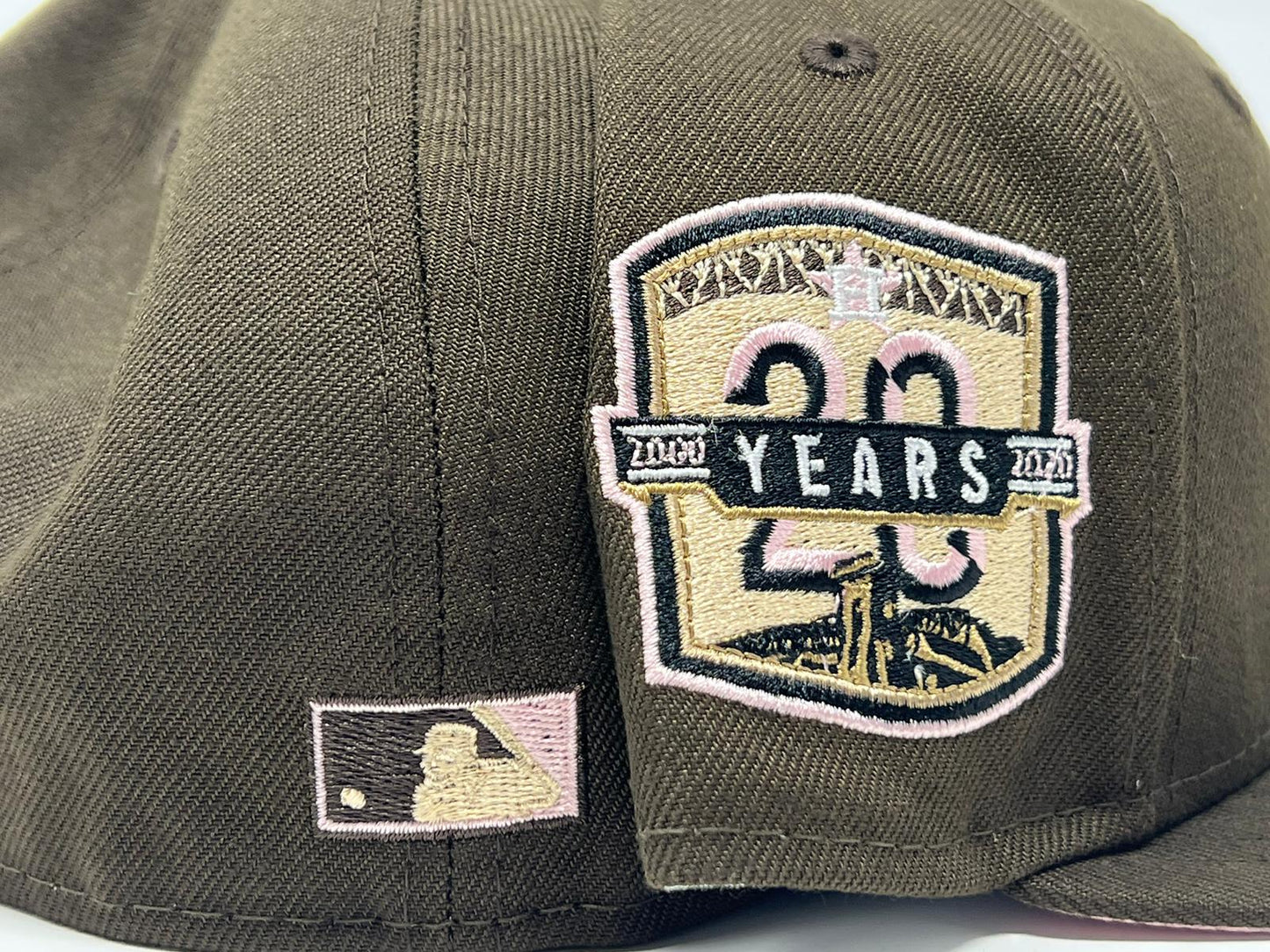 HOUSTON ASTROS 20TH ANNIVERSARY DARK MOCHA BROWN PINK BRIM NEW ERA FITTED HAT