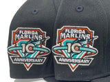 FLORIDA MARLIN 10TH ANNIVERSARY BLACK  CLEAR MINT GREEN  BRIM NEW ERA FITTED HAT