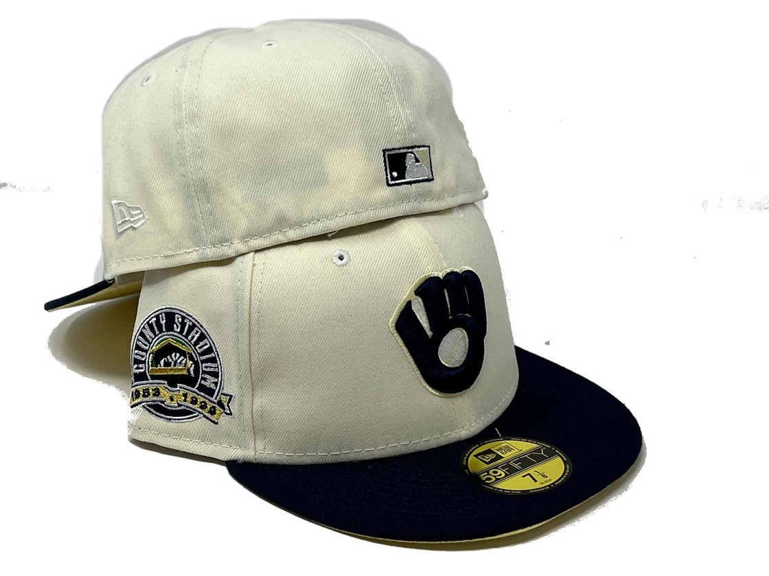 MILWAIKEE BREWERS COUNTRY STADIUM BUTTER POPCORN YELLOW BRIM NEW ERA FITTED HAT