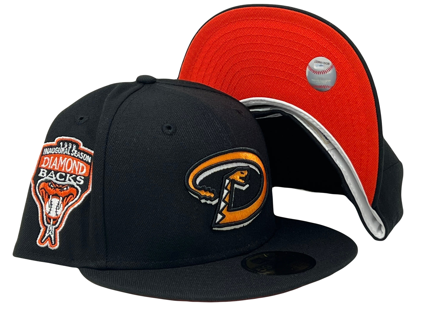 Arizona Diamondbacks 1998 Inaugural Season Black Orange Brim New Era Fitted Hat