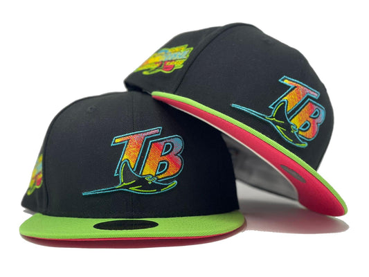 TAMPA BAY DEVIL RAYS 1998 INAUGURAL SEASON LAVA RED BRIM NEW ERA FITTED HAT
