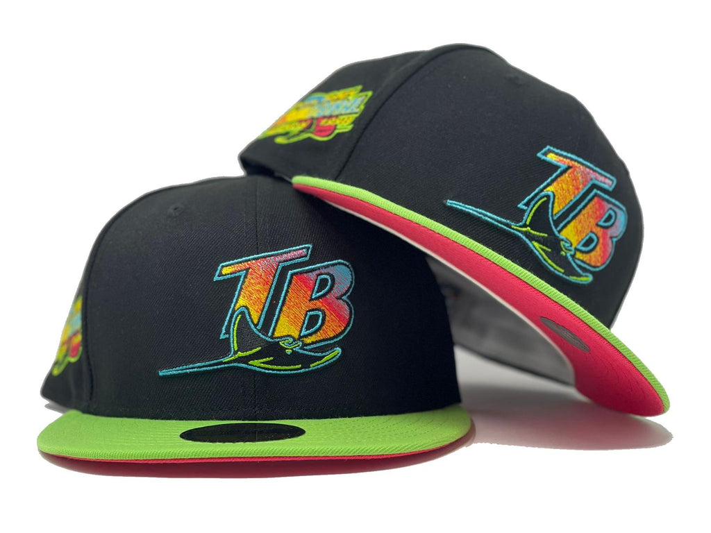 TAMPA BAY DEVIL RAYS 1998 INAUGURAL SEASON LAVA RED BRIM NEW ERA FITTED HAT