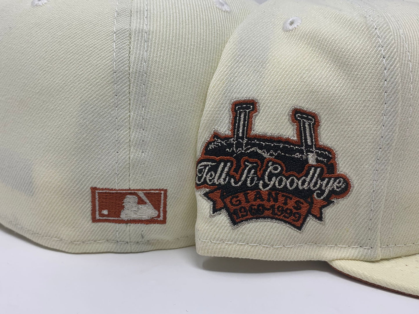 SAN FRANCISCO GIANTS " TELL IT GOODBYE" CANDLESTICK PARK FALL ORANGE BRIM NEW ERA FITTED HAT