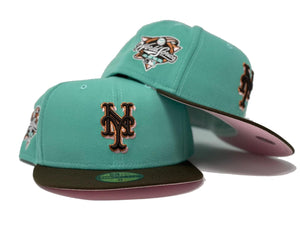 NEW YORK METS 2000 WORLD SERIES " CHOCLATE MINT" COLLETION PINK BRIM NEW ERA FITTED HAT