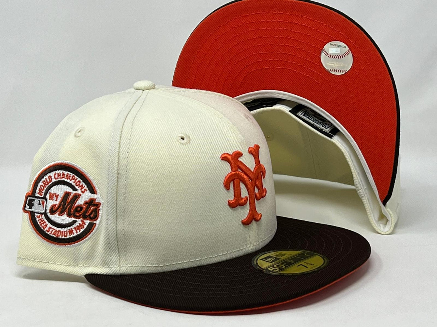 New York Mets 1969 World Champions Orange Brim New Era Fitted Hat